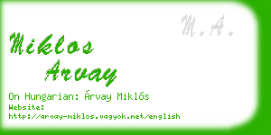 miklos arvay business card